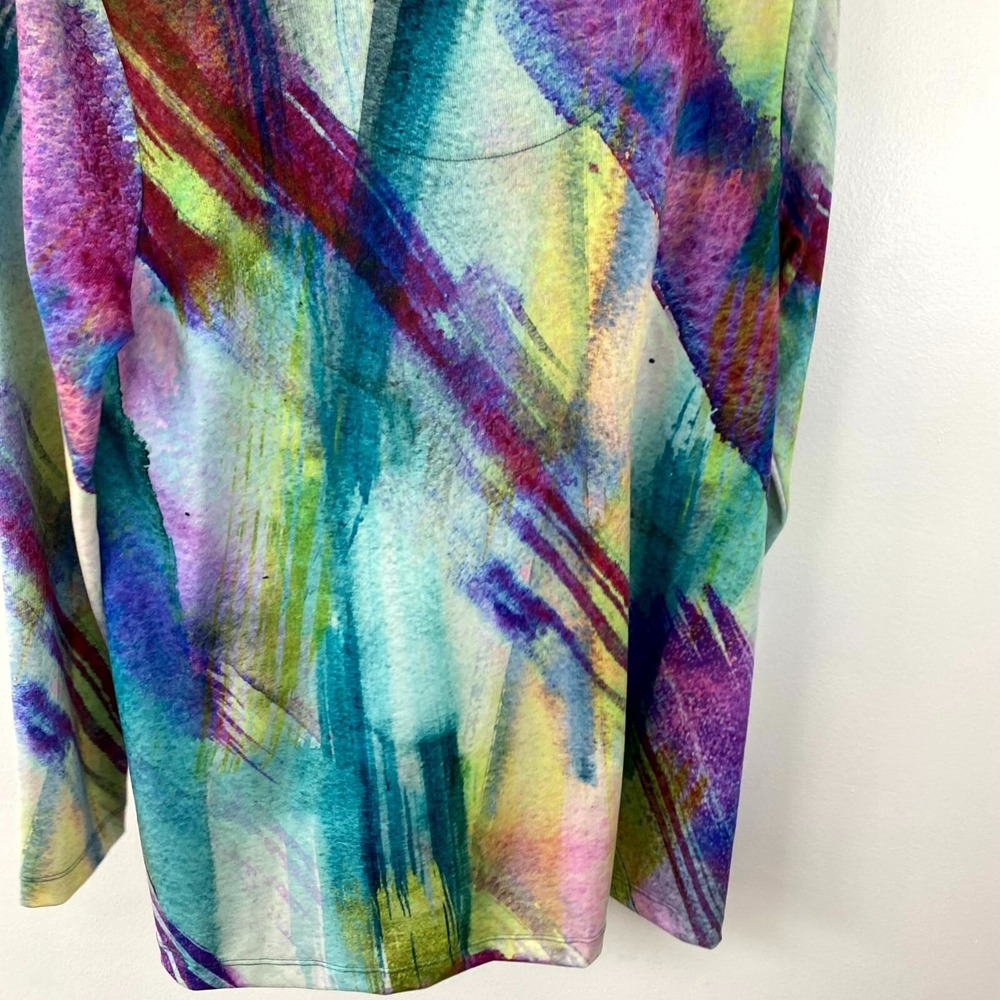 Soft Surroundings Tunic Top Large L Colorful Artsy Spring Purple Abstract Lunch - Picture 11 of 16